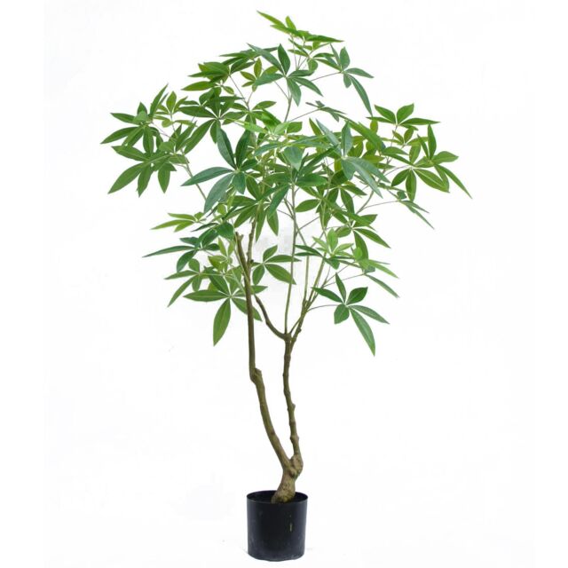 Leaf Artificial Money Tree Pachira Realistic Faux Tree 150cm in Green - image 1