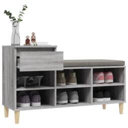Berkfield Home Shoe Cabinet Grey Sonoma 102x36x60 cm Engineered Wood - Size: 102 x 36 x 60 cm - thumbnail 5