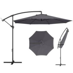 OUTSUNNY 3(m) Garden Banana Parasol Cantilever Umbrella w/ Base, Grey - Size: 3m x 3m - thumbnail 2