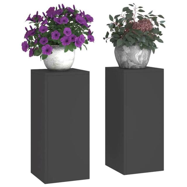 Berkfield Home Outdoor Plant Stands Pillar 2 pcs Black 24x24x55 cm Steel - Size: 24 x 24 x 55 cm - image 1