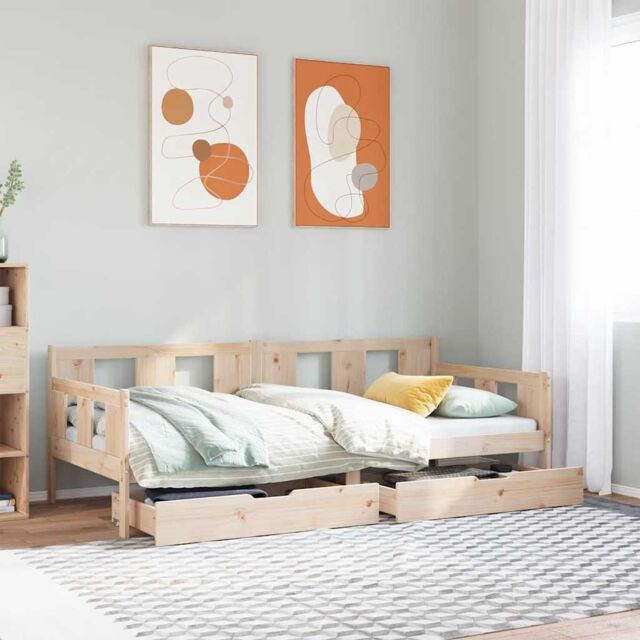 Berkfield Home Daybed with Drawers without Mattress 90x190 cm Single Solid Wood in Brown - image 1