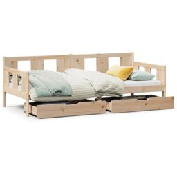 Berkfield Home Daybed with Drawers without Mattress 90x190 cm Single Solid Wood in Brown - thumbnail 2