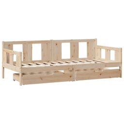 Berkfield Home Daybed with Drawers without Mattress 90x190 cm Single Solid Wood in Brown - thumbnail 3