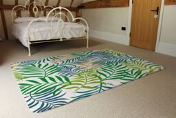 Benjamin Tate Design Green Tropical Palm Leaves Designer Rug in Natural - Size: Large - thumbnail 3