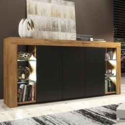 Mex Furniture LTD Sideboard with LED Lighting & Matt Doors / 164cm in Brown - thumbnail 4