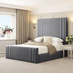 "Bed Choices Madison Upholstered Bed Frame with 54"" Headboard in Dark Grey - Size: Double" - thumbnail 1