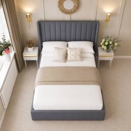 "Bed Choices Madison Upholstered Bed Frame with 54"" Headboard in Dark Grey - Size: Double" - thumbnail 3