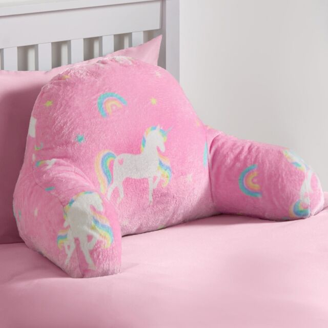OHS Unicorn Reading Pillow Cushion Fleece Backrest Neck Lumbar Chair Support Seat in Pink - image 1