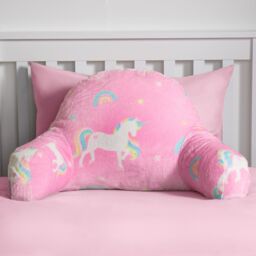 OHS Unicorn Reading Pillow Cushion Fleece Backrest Neck Lumbar Chair Support Seat in Pink - thumbnail 2
