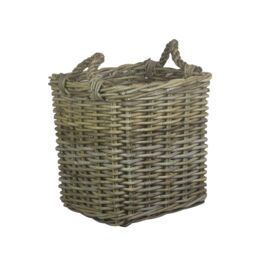 Red Hamper Rattan Square Grey Rattan Log Basket - thumbnail 1