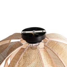 Wyld and Coco Hand-Woven Rattan Pendant Lamp - Natural Shade Black Iron Base - thumbnail 6