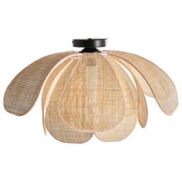Wyld and Coco Hand-Woven Rattan Pendant Lamp - Natural Shade Black Iron Base - thumbnail 2