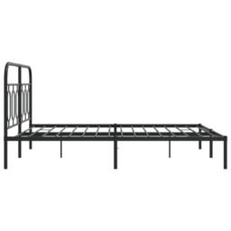 Berkfield Home Metal Bed Frame without Mattress with Headboard Black 135x190cm - Size: 135x190 cm - thumbnail 5