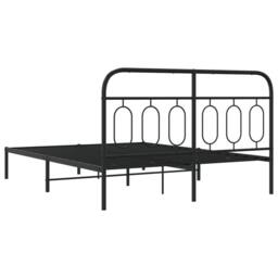 Berkfield Home Metal Bed Frame without Mattress with Headboard Black 135x190cm - Size: 135x190 cm - thumbnail 6