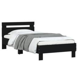 Berkfield Home Durable Bed Frame without Mattress with Headboard Black 75x190 cm - Size: Small Single - thumbnail 4