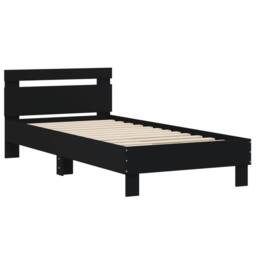 Berkfield Home Durable Bed Frame without Mattress with Headboard Black 75x190 cm - Size: Small Single - thumbnail 1