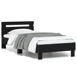 Berkfield Home Durable Bed Frame without Mattress with Headboard Black 75x190 cm - Size: Small Single - thumbnail 3