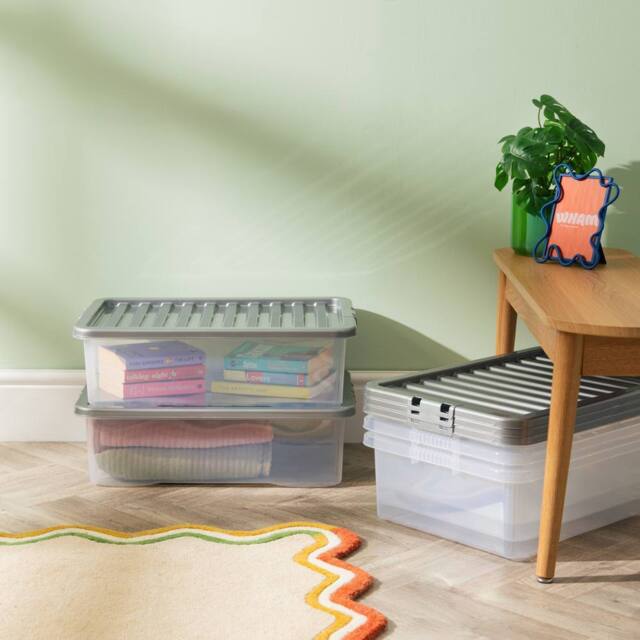 Wham Crystal 32L Clear Box & Stronger Lid PK5 in Silver - image 1
