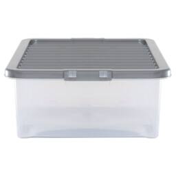 Wham Crystal 32L Clear Box & Stronger Lid PK5 in Silver - thumbnail 3