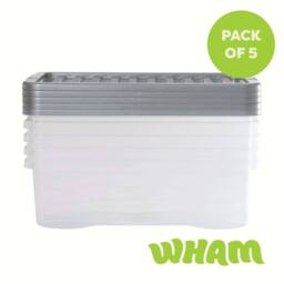 Wham Crystal 32L Clear Box & Stronger Lid PK5 in Silver - thumbnail 5