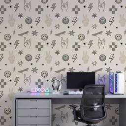 Arthouse Rockstar Mono Wallpaper in Grey - thumbnail 3