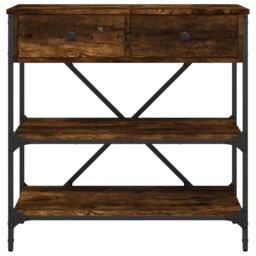 Berkfield Home Console Table Smoked Oak 75x34.5x75 cm Engineered Wood in Brown - thumbnail 5