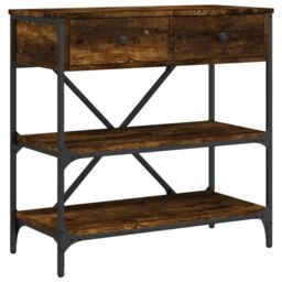 Berkfield Home Console Table Smoked Oak 75x34.5x75 cm Engineered Wood in Brown - thumbnail 2