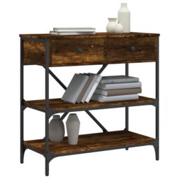 Berkfield Home Console Table Smoked Oak 75x34.5x75 cm Engineered Wood in Brown - thumbnail 3