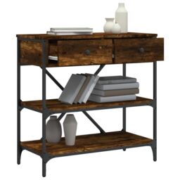 Berkfield Home Console Table Smoked Oak 75x34.5x75 cm Engineered Wood in Brown - thumbnail 4