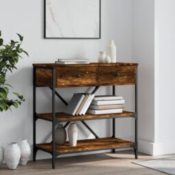 Berkfield Home Console Table Smoked Oak 75x34.5x75 cm Engineered Wood in Brown - thumbnail 1