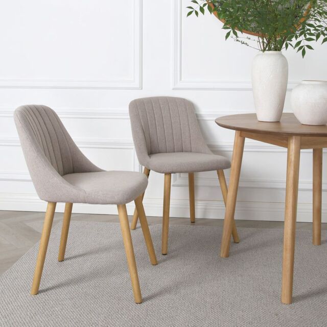 Home Garden Direct Emilia - Dining Chairs in Premium Textured Linen (Set of 2) in Beige - image 1