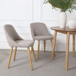 Home Garden Direct Emilia - Dining Chairs in Premium Textured Linen (Set of 2) in Beige - thumbnail 1