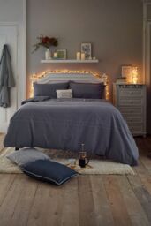 Deyongs Southwick Melange Look Fitted Sheet - Smooth, Soft & Breathable - 1846 in Navy - Size: Double - thumbnail 2