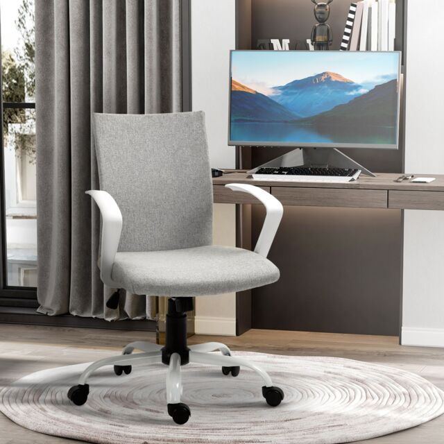 VINSETTO Office Chair Linen Swivel Computer Desk Chair Home Study Task Adjustable Height in Light Grey - image 1