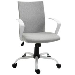 VINSETTO Office Chair Linen Swivel Computer Desk Chair Home Study Task Adjustable Height in Light Grey - thumbnail 2