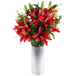 Leaf 30cm Silver Dot Glass Vase - thumbnail 2