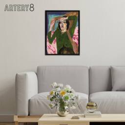 "Artery8 Woman in the Green Blouse Kirchner Black Framed Canvas Wall Art Print - Size: W12"" x H16""" - thumbnail 3