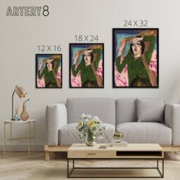 "Artery8 Woman in the Green Blouse Kirchner Black Framed Canvas Wall Art Print - Size: W12"" x H16""" - thumbnail 4
