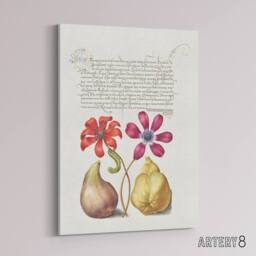 "Artery8 Poppy Anemone Fig & Quince Calligraphy Canvas Wall Art Print in White - Size: W12"" x H16""" - thumbnail 2