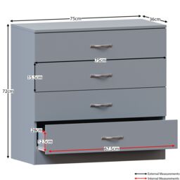 Home Discount Riano 3Pc Bedroom Set - 3 Drawer Bedside, 4 Drawer Chest & Wardrobe in Grey - thumbnail 6