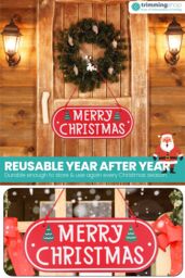 Neel Blue Merry Christmas Wooden Hanging Sign - 30cm x 12cm in Red - Size: 30 cm x 12 cm - thumbnail 4