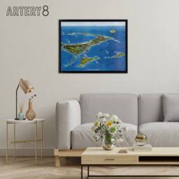 "Artery8 Macdonald 1958 Map Cape Cod & The Islands Framed Canvas Wall Art Print in Blue - Size: W12"" x H16""" - thumbnail 3