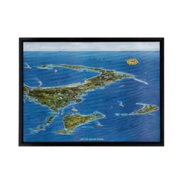 "Artery8 Macdonald 1958 Map Cape Cod & The Islands Framed Canvas Wall Art Print in Blue - Size: W12"" x H16""" - thumbnail 1