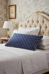 Living and Home Plush & Breathable Geometric Textured Pillow Insert for Back Stomach and Side Sleepers in Dark Blue - thumbnail 2