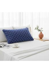 Living and Home Plush & Breathable Geometric Textured Pillow Insert for Back Stomach and Side Sleepers in Dark Blue - thumbnail 3