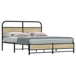 Berkfield Home Metal Bed Frame without Mattress Sonoma Oak 160x200 cm in Brown