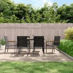 Berkfield Home 7 Piece Garden Dining Set Black Textilene & Steel - thumbnail 1