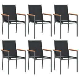 Berkfield Home 7 Piece Garden Dining Set Black Textilene & Steel - thumbnail 4