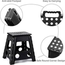 NESTLUNE Portable Triangular Folding Stool Heavy Duty 150kg in Black - thumbnail 5