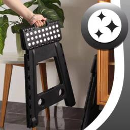 NESTLUNE Portable Triangular Folding Stool Heavy Duty 150kg in Black - thumbnail 4